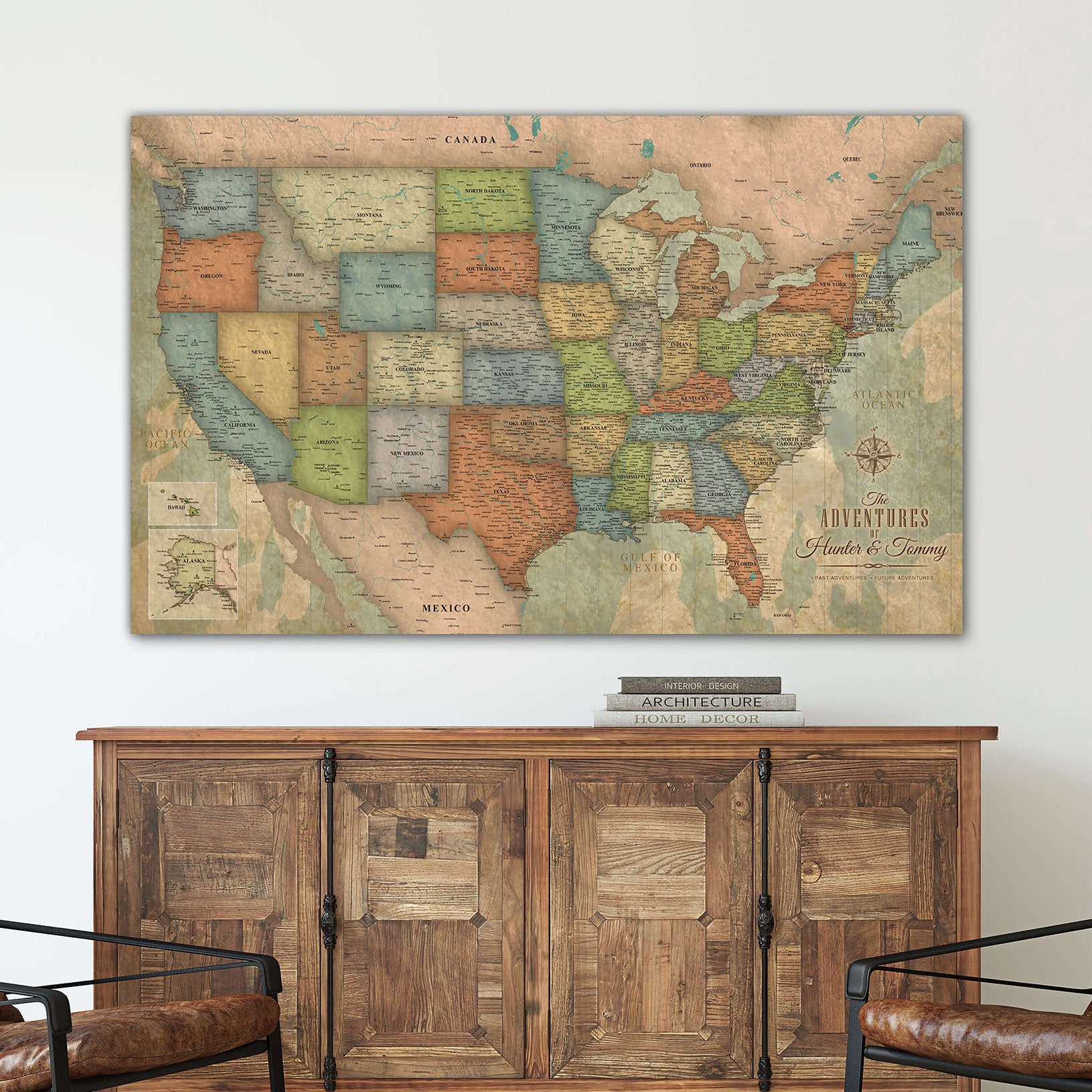 Hanging World Map, Detailed World Map, Travel Map, Document Your Travels Map, Canvas Map, Rustic World Map On Canvas outlet