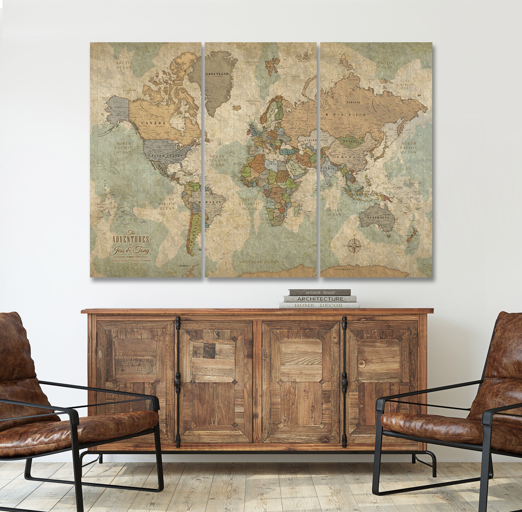 World Map Wall Art Canvas, Push Pin Travel Adventure Map, Large Earth Art Decor, Autumn Colors Map, Framed Canvas, Office Decor, Map Decal 2024