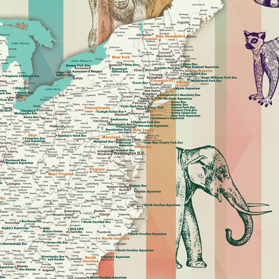 a map of the state of michigan with animals