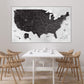 Black & Smoked White USA Push Pin Map Single Panel