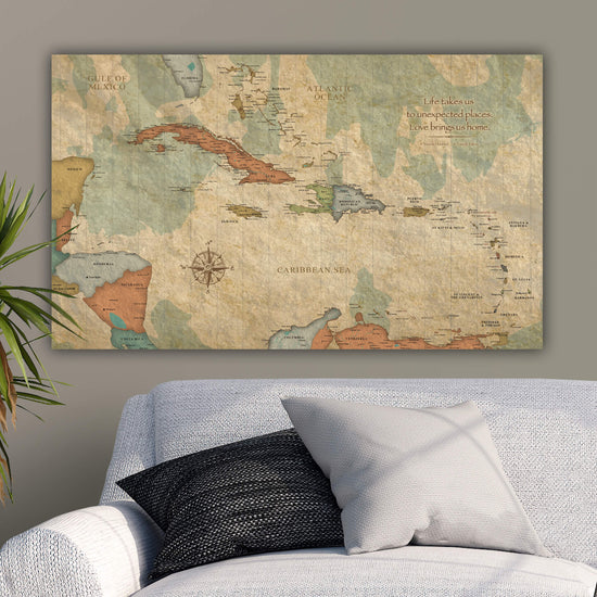 Push Pin Map Executive Style 13x19 Personalized Travel Map 