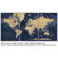 Gold & Navy Textured World Push Pin Map - 3 Panels