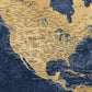 Gold & Navy Textured World Push Pin Map - 3 Panels