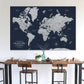 Navy Push Pin Travel Map of the World