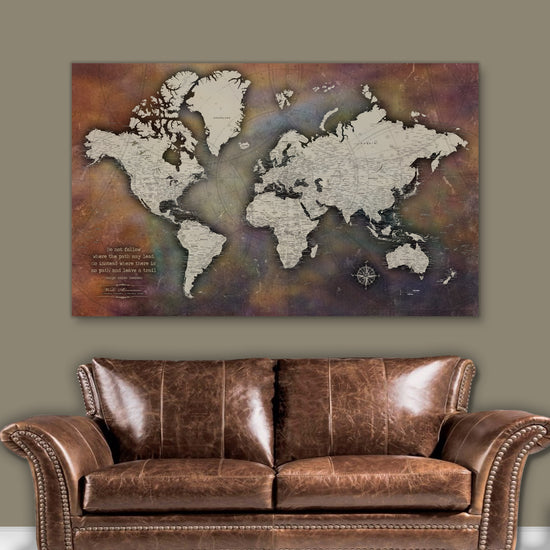 Detailed Collage Push Pin Travel Map - Single Panel