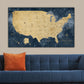 Gold & Navy Textured USA Push Pin Map