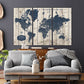 Large Rustic Wood Grain Push Pin World Map Canvas - 3 Panel