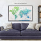 Blue & Green Watercolor World Push Pin Map