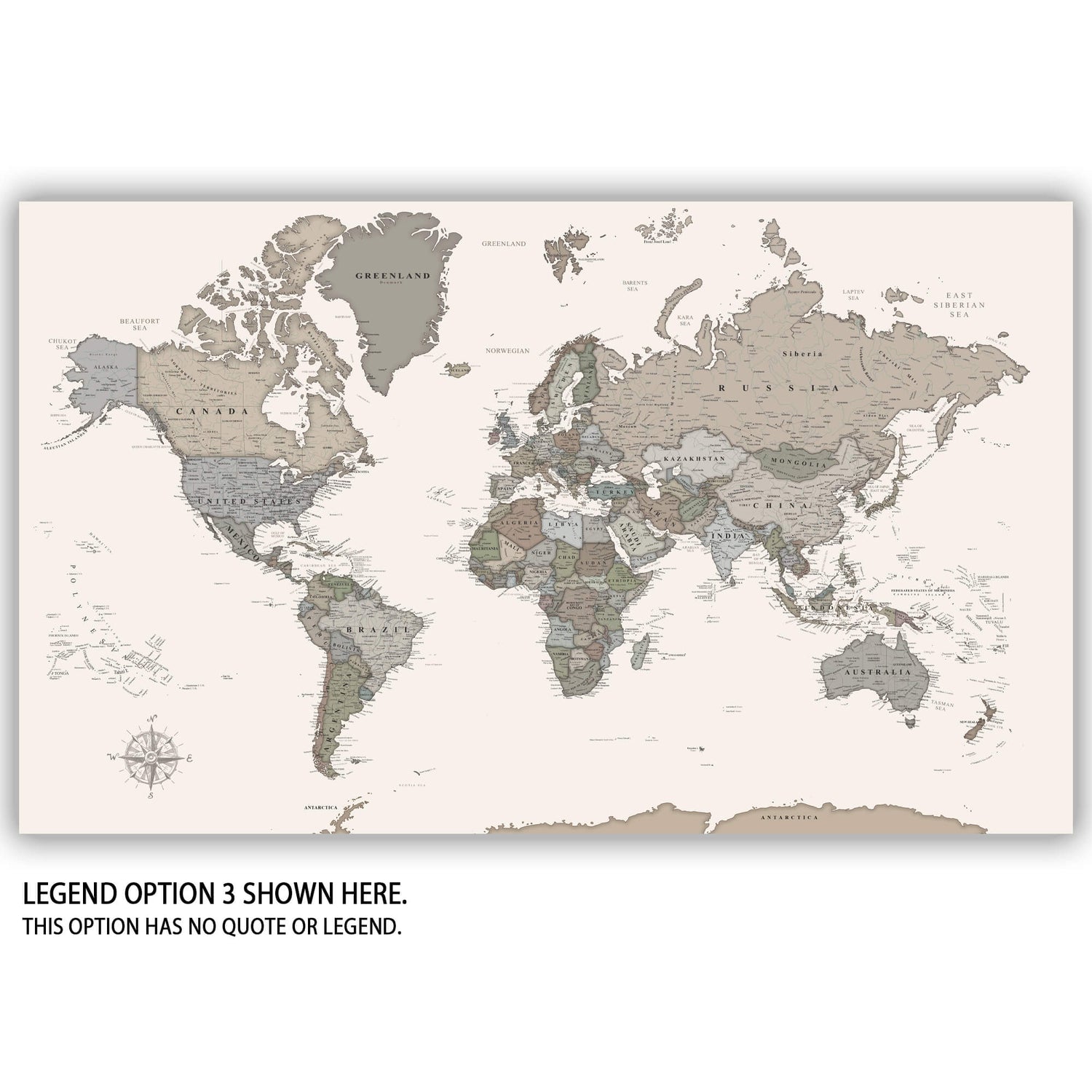 a map of the world with the words legend option is shown here