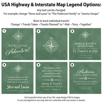 a flyer for the usa highway and interstate map legend options