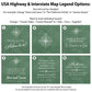 a flyer for the usa highway and interstate map legend options