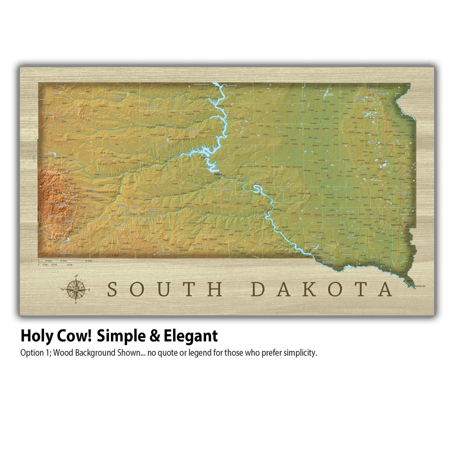 a wooden map of the state of south dakota