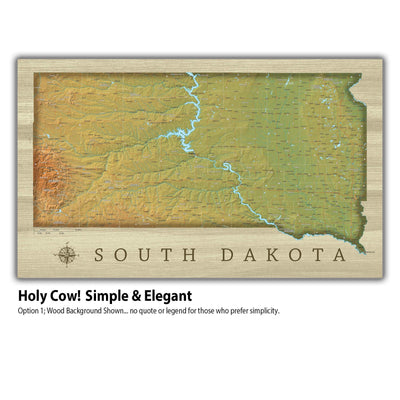 a wooden map of the state of south dakota