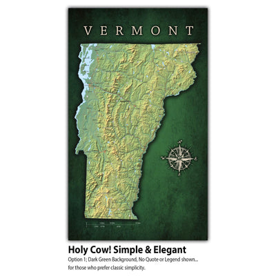 a map of vermont with a compass on it