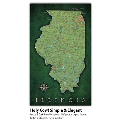 a map of illinois with a compass on it