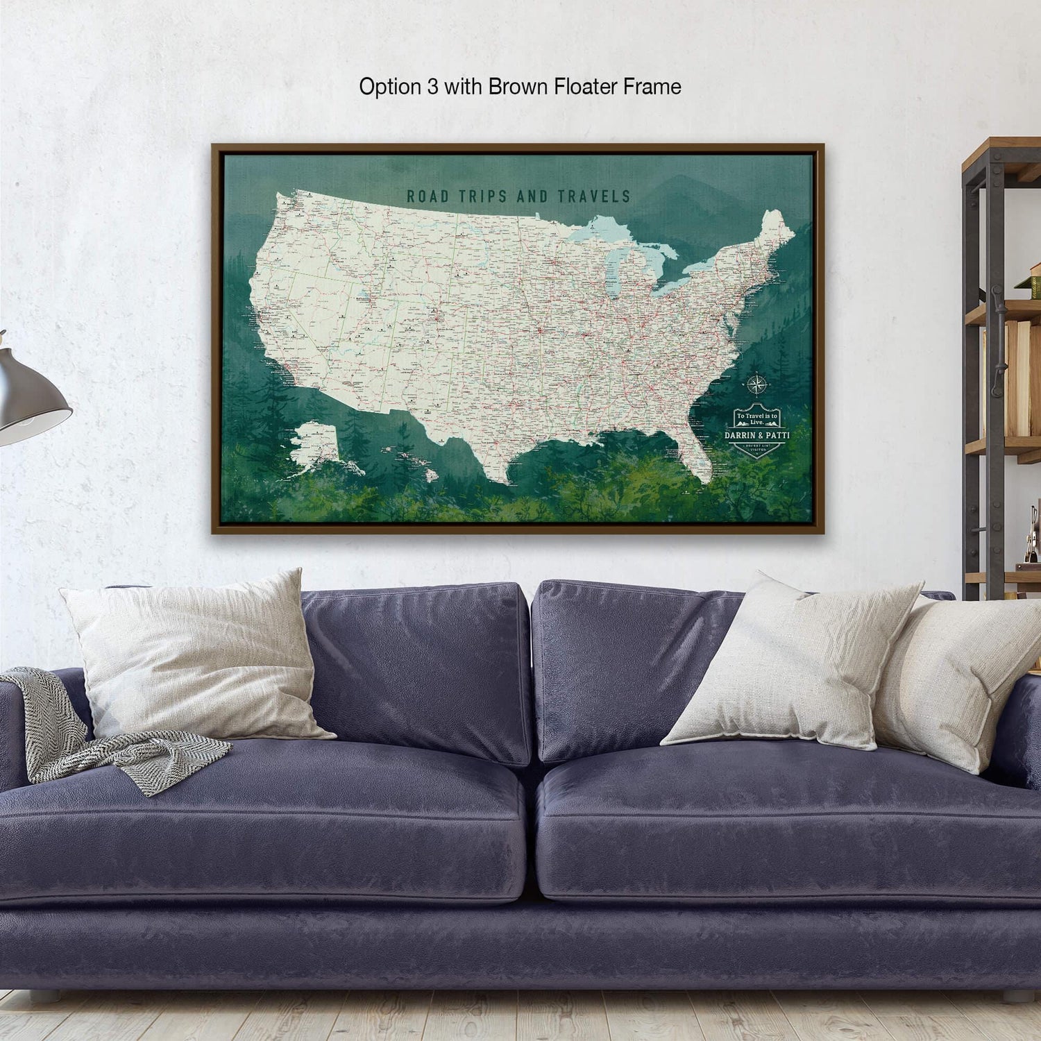 a map of the united states hanging on a wall