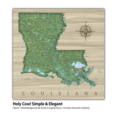 a wooden map of the state of louisiana