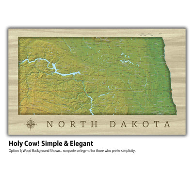 a wooden map of the state of north dakota