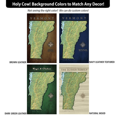 four different colored maps of vermont