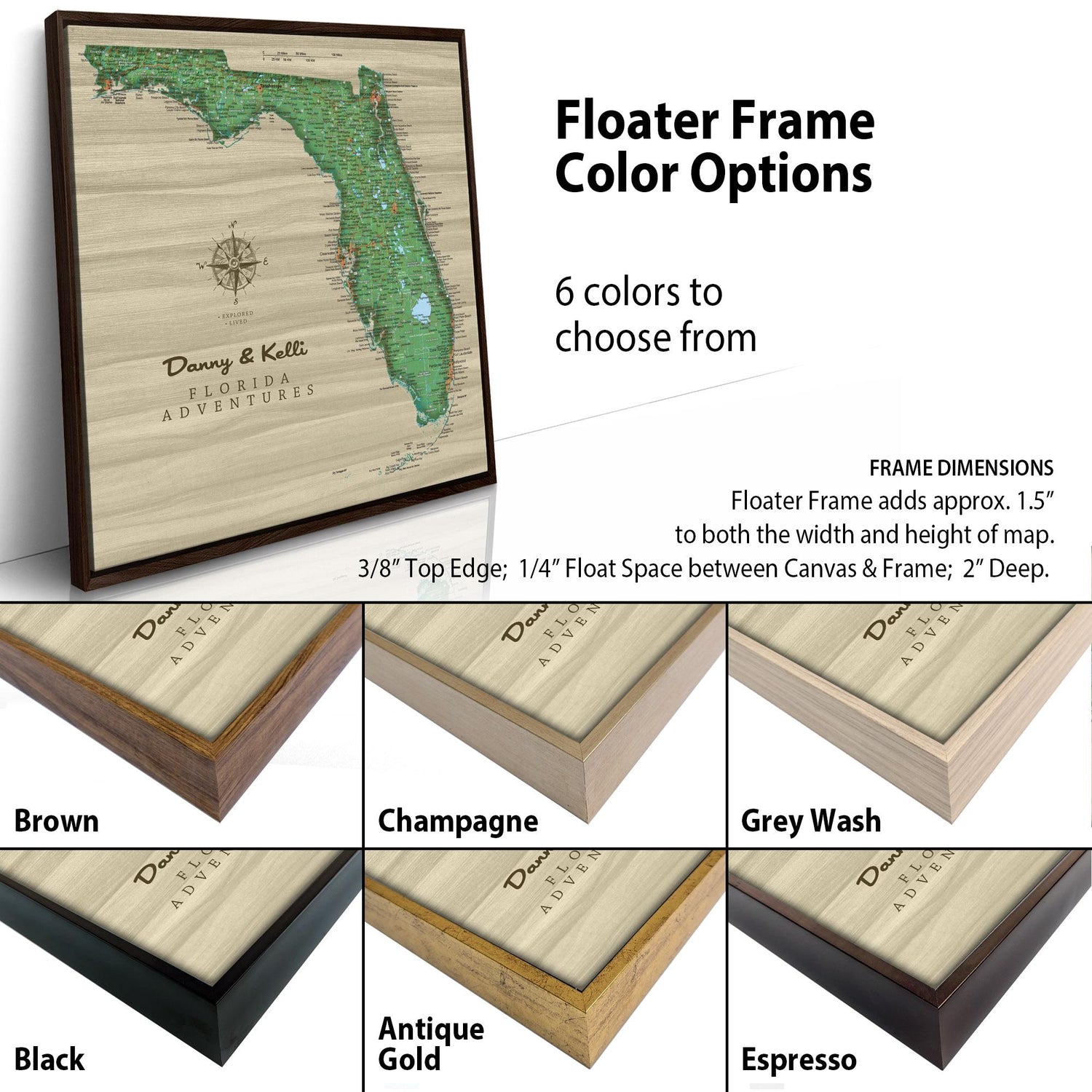 a picture of a wooden frame with a map of florida