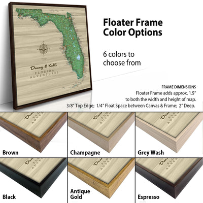 a picture of a wooden frame with a map of florida