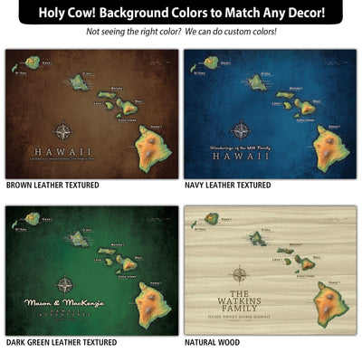 four different maps of hawaii with different colors