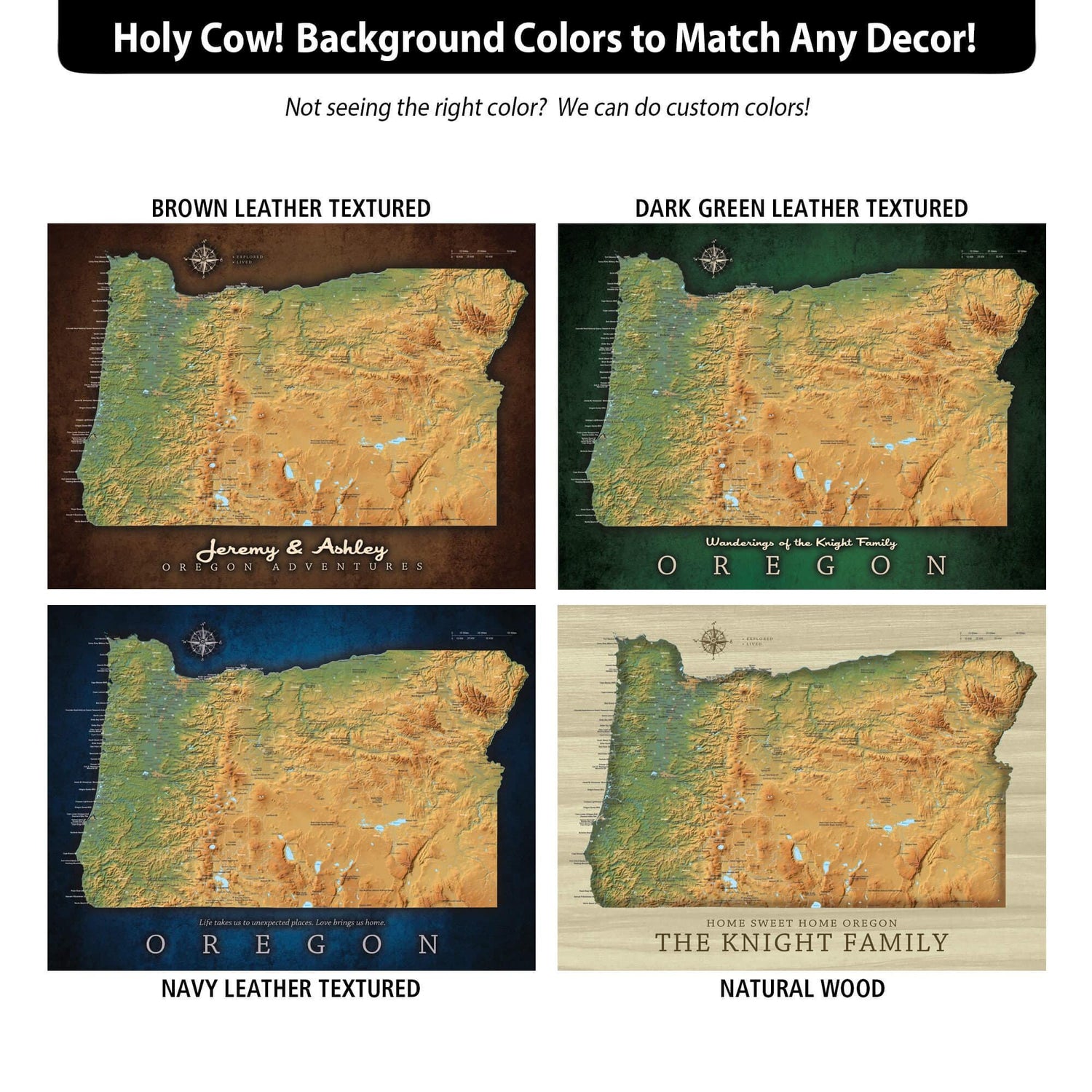 a map of the state of oregon with four different colors