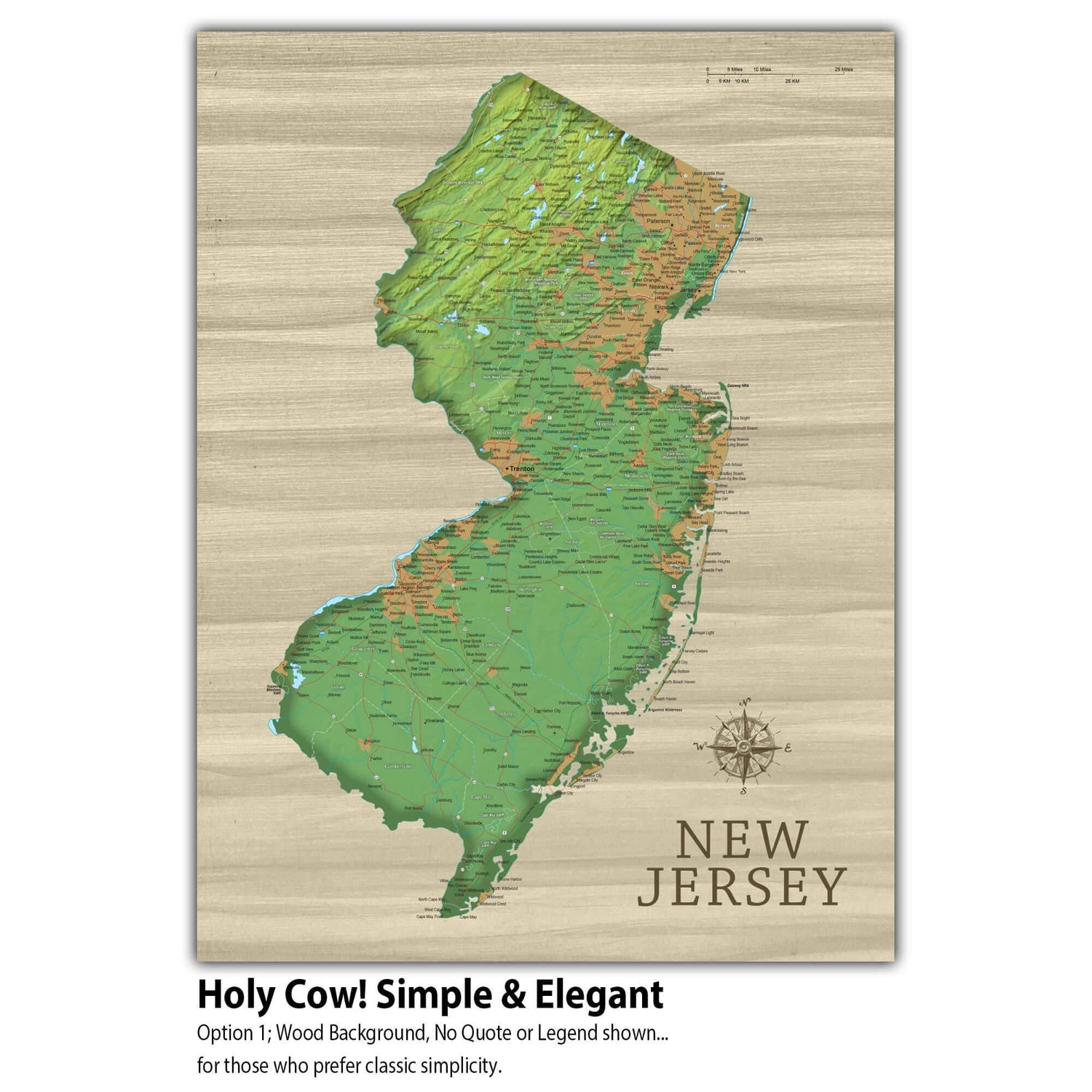 a wooden map of new jersey on a white background