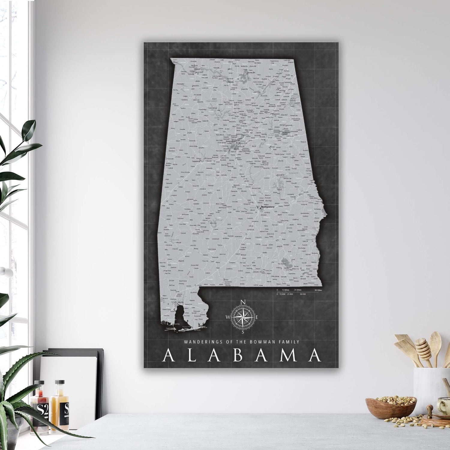 a black and white map of the state of alabama