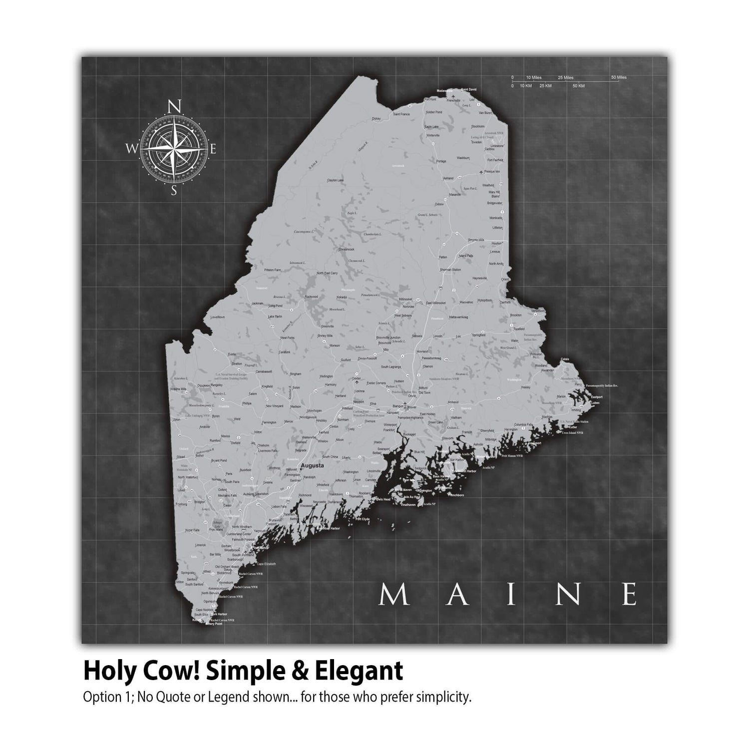 a black and white map of maine