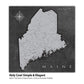 a black and white map of maine