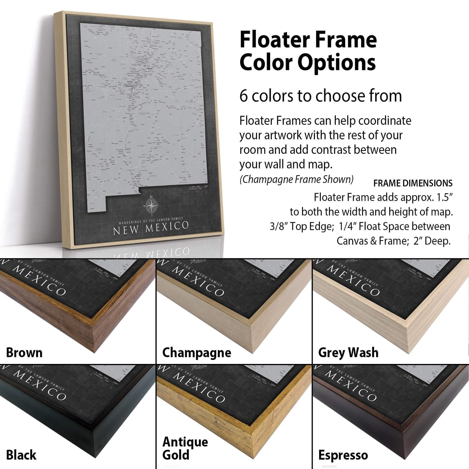 a picture frame with different colors to choose from