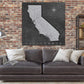 California Push Pin Map in Grey