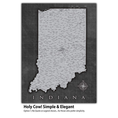 a map of indiana with the name and state