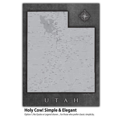 a map of utah with a compass on it