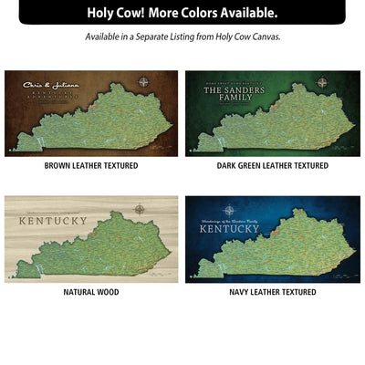 a map of kentucky with the names and colors