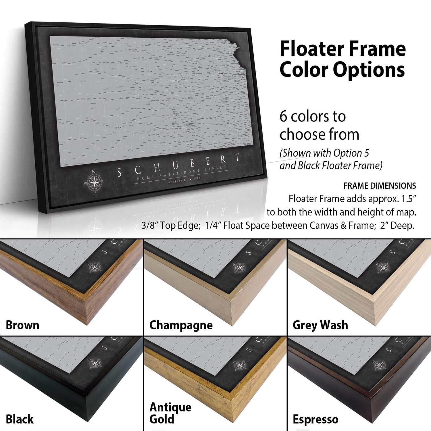 a picture frame with different colors and sizes