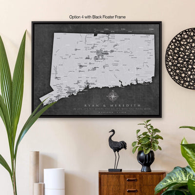 a framed map of the state of indiana