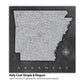 a black and white map of the state of arkansas