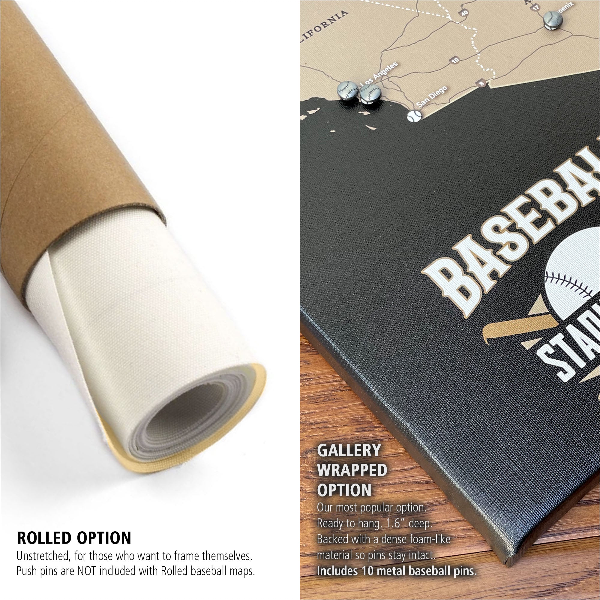 Vintage Baseball Stadium Tour Push Pin Map | Holy Cow Canvas