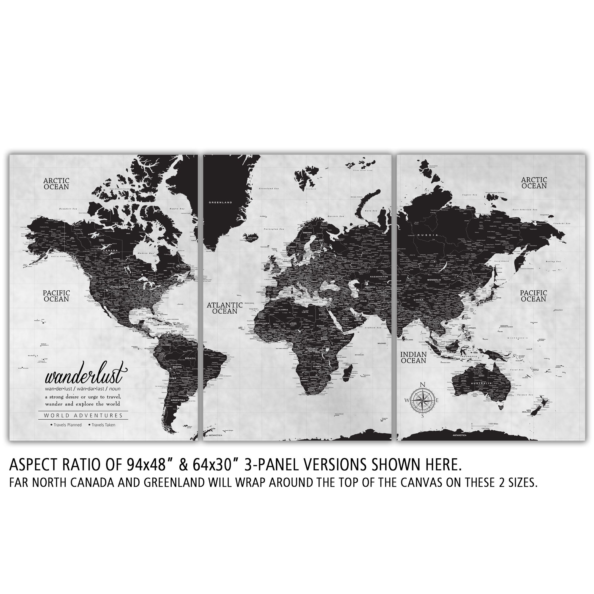 black and white vintage world map