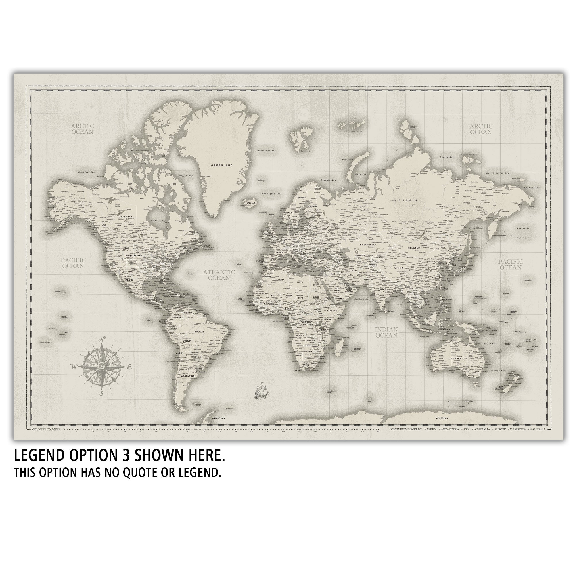 legend on a world map