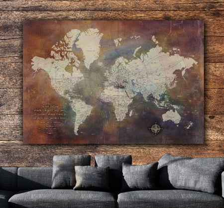 Push Pin World Travel Map - Single Panel | Holy Cow Canvas