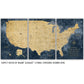 Gold & Navy Textured USA Push Pin Map