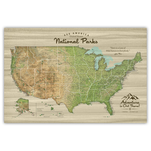 USA National Parks Push Pin Map - Single Panel | Holy Cow Canvas