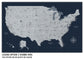 Navy Push Pin Travel Map of the USA