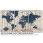 Large Rustic Wood Grain Push Pin World Map Canvas - 3 Panel
