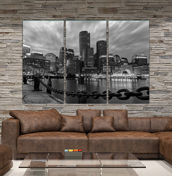 Boston Harbor and Boston Skyline on Canvas, Large Wall Art, Boston Print, Boston art, popular Downtown Boston, Boston Canvas, Large Canvas Art